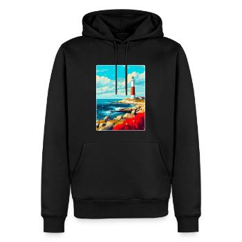 Portland Bill England Uk Reiseplakat Souvenir - Männer Premium Bio Hoodie - Schwarz - Vorne - Nico (187cm)