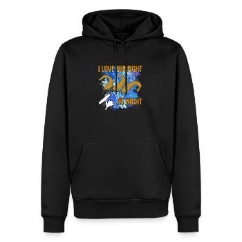 Catfish Catfish Silhouette Fishing Rod and Splashes of Color - Men’s Premium Organic Hoodie - black - Front - Nico (187cm)