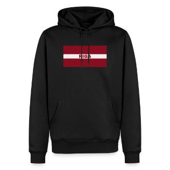 Riga Stadt in lettischer Flagge - Männer Premium Bio Hoodie - Schwarz - Vorne - Nico (187cm)