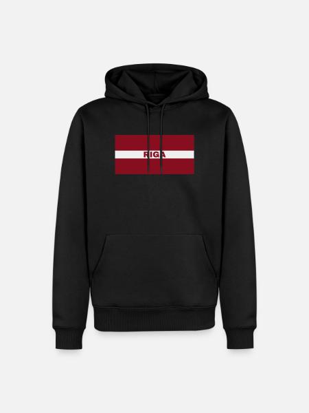 Riga en drapeau letton - Sweat à capuche Premium bio Homme - noir