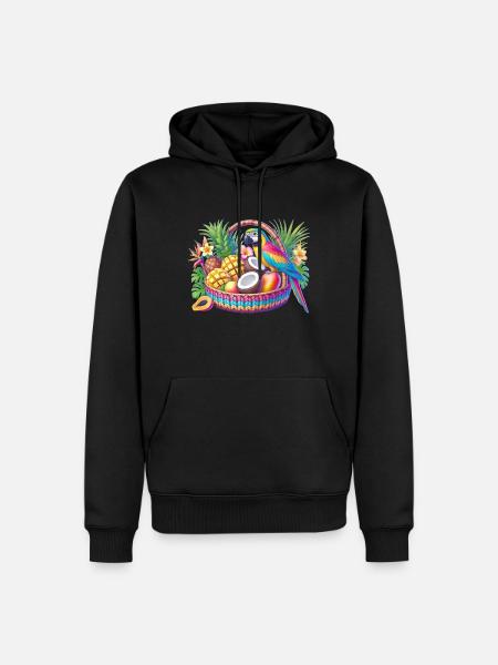 Obstkorb mit Papagei - Männer Premium Bio Hoodie - Schwarz