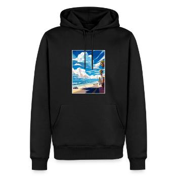 Manhattan Beach Kalifornien Vintage Reiseposter - Männer Premium Bio Hoodie - Schwarz - Vorne - Nico (187cm)