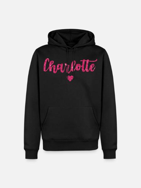 Charlotte Herz Pink - Männer Premium Bio Hoodie - Schwarz