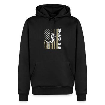 Marlin sauteur avec drapeau américain Pêche en haute mer - Sweat à capuche Premium bio Homme - noir - Devant - Nico (187cm)