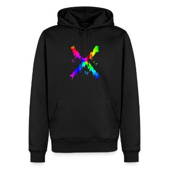 X Desing regenbogen - Männer Premium Bio Hoodie - Schwarz - Vorne - Nico (187cm)