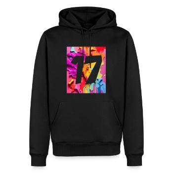 NR. 17 NUMMER 17 BUNT 17. GEBURTSTAG - Männer Premium Bio Hoodie - Schwarz - Vorne - Nico (187cm)