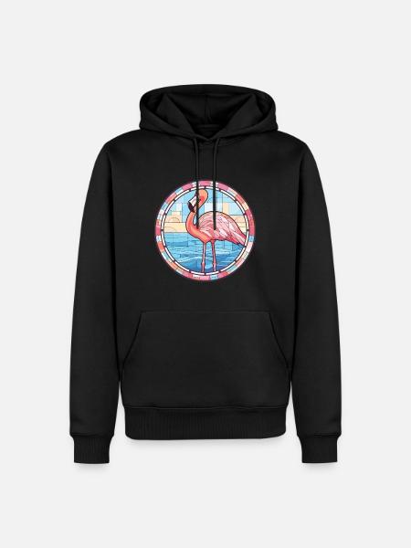 Flamingo Bunte Aquarell-Tierillustration - Männer Premium Bio Hoodie - Schwarz