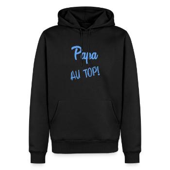 FROHER VATERTAG. PAPA. VATERTAG - Männer Premium Bio Hoodie - Schwarz - Vorne - Nico (187cm)