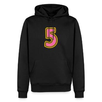 5. 5 YEARS. 5th ANNIVERSARY. 5 YEAR ANNIVERSARY - Men’s Premium Organic Hoodie - black - Front - Nico (187cm)