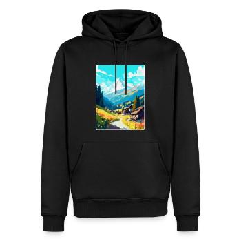 Mayrofen, Autriche, Affiche de voyage vintage, souvenir - Sweat à capuche Premium bio Homme - noir - Devant - Nico (187cm)
