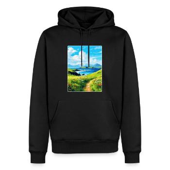 Isle Of Canna Schottland Großbritannien Reise Poster Souvenir - Männer Premium Bio Hoodie - Schwarz - Vorne - Nico (187cm)