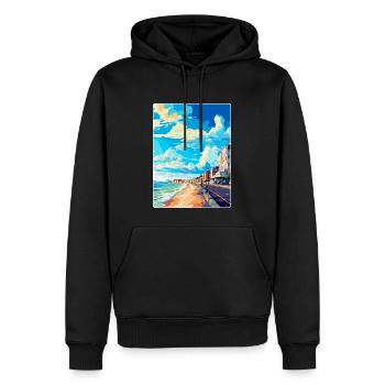 Hove England Uk Vintage Reiseplakat Souvenir WPA - Männer Premium Bio Hoodie - Schwarz - Vorne - Nico (187cm)