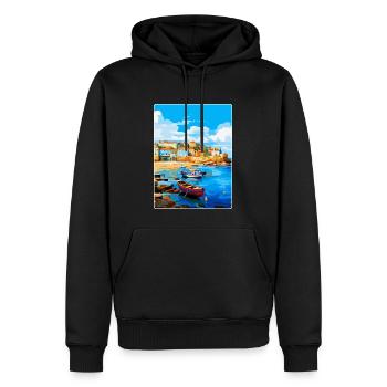 St Ives England Uk Vintage Reiseplakat Souvenir - Männer Premium Bio Hoodie - Schwarz - Vorne - Nico (187cm)