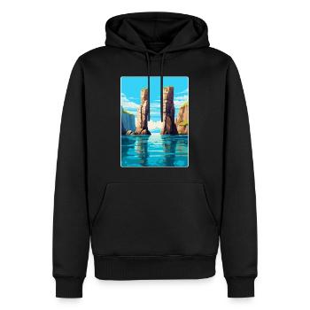 Stack Rocks Pembrokeshire Vintage Reiseposter - Männer Premium Bio Hoodie - Schwarz - Vorne - Nico (187cm)