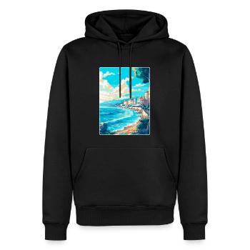Nizza Frankreich Vintage Reiseplakat WPA Kunst Souvenir - Männer Premium Bio Hoodie - Schwarz - Vorne - Nico (187cm)