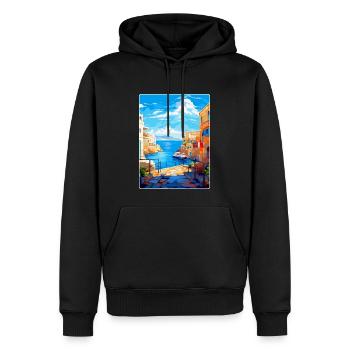 Héraklion Grèce Affiche de voyage vintage souvenir - Sweat à capuche Premium bio Homme - noir - Devant - Nico (187cm)