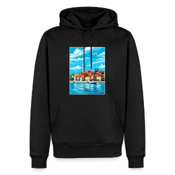 Koper Slowenien Vintage Reiseplakat Souvenir WPA - Männer Premium Bio Hoodie - Schwarz - Vorne - Nico (187cm)