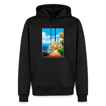 Héraklion Grèce Affiche de voyage vintage souvenir - Sweat à capuche Premium bio Homme - noir - Devant - Nico (187cm)
