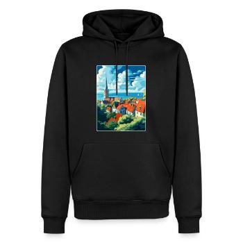 Visby Schweden Vintage Reiseposter WPA Souvenir - Männer Premium Bio Hoodie - Schwarz - Vorne - Nico (187cm)
