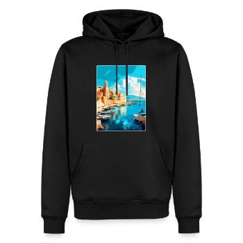 Héraklion Grèce Affiche de voyage vintage souvenir - Sweat à capuche Premium bio Homme - noir - Devant - Nico (187cm)