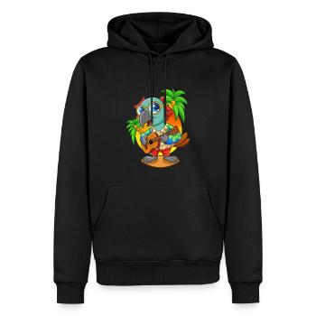 Drôle de perroquet d’été plage lunettes de soleil hawaïenne - Sweat à capuche Premium bio Homme - noir - Devant - Nico (187cm)