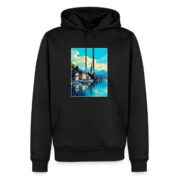 Bregenz Autriche Affiche de voyage vintage souvenir WPA - Sweat à capuche Premium bio Homme - noir - Devant - Nico (187cm)