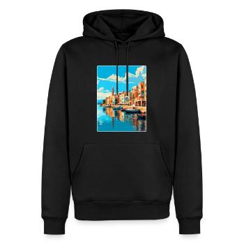 Rethymno Griechenland Vintage Reiseplakat Souvenir WPA - Männer Premium Bio Hoodie - Schwarz - Vorne - Nico (187cm)