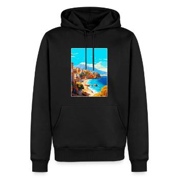 Crète Grèce Affiche de voyage vintage WPA Souvenir - Sweat à capuche Premium bio Homme - noir - Devant - Nico (187cm)
