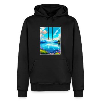 Lac Léman Suisse France Affiche de voyage WPA - Sweat à capuche Premium bio Homme - noir - Devant - Nico (187cm)
