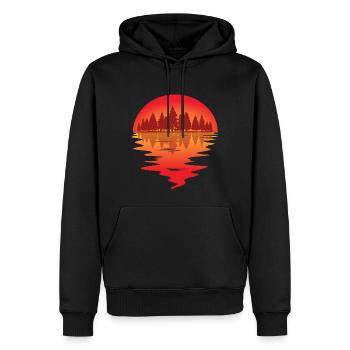 Sonnenuntergang am Waldsee - Männer Premium Bio Hoodie - Schwarz - Vorne - Nico (187cm)