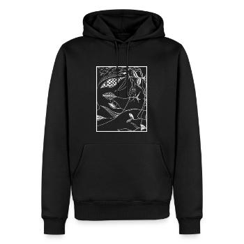 Lignes botaniques sombres - Sweat à capuche Premium bio Homme - noir - Devant - Nico (187cm)
