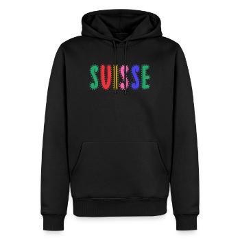 SUISSE. PAYS - Sweat à capuche Premium bio Homme - noir - Devant - Nico (187cm)
