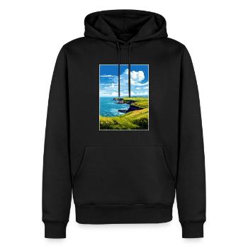 Das Lizard Peninsula Cornwall Reiseposter - Männer Premium Bio Hoodie - Schwarz - Vorne - Nico (187cm)
