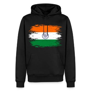 Indien Flagge used look - Männer Premium Bio Hoodie - Schwarz - Vorne - Nico (187cm)