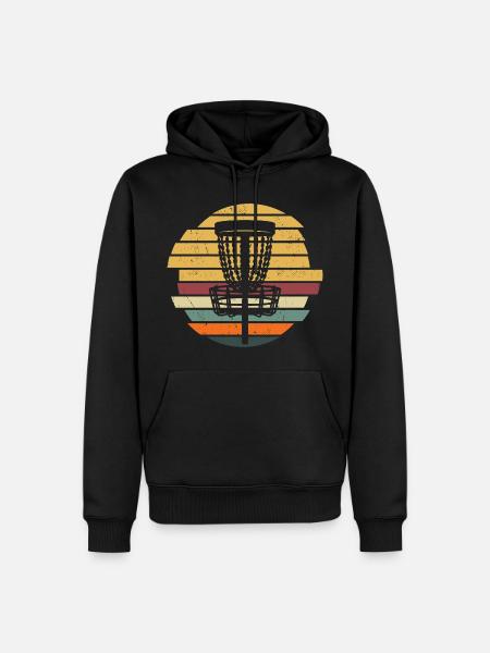 Retro Discgolf Spieler Disc Golf Discgolfer - Männer Premium Bio Hoodie - Schwarz