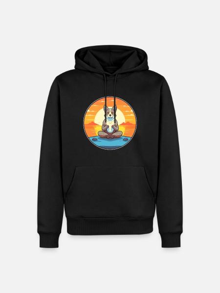Hund Cartoon Yoga Strand Sommer Illustration - Männer Premium Bio Hoodie - Schwarz