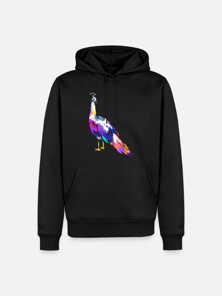 Stolzierender Pfau Federschmuck - Männer Premium Bio Hoodie - Schwarz