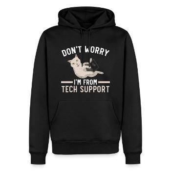 Keine Sorge, ich bin vom technischen Support - Männer Premium Bio Hoodie - Schwarz - Vorne - Nico (187cm)