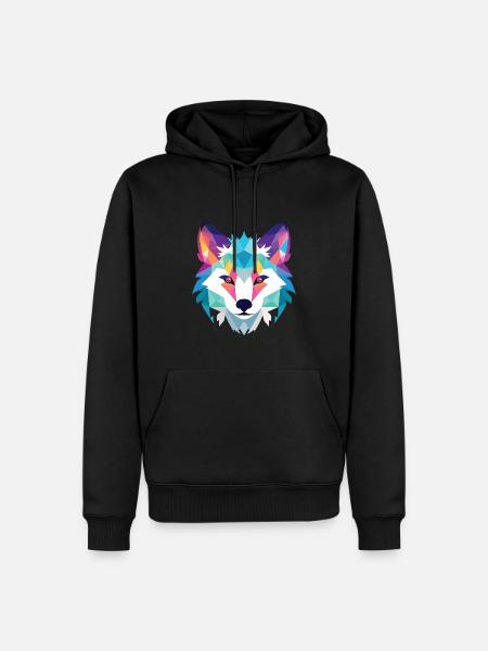 Polarfuchs Bunte Aquarell-Tierillustration - Männer Premium Bio Hoodie - Schwarz