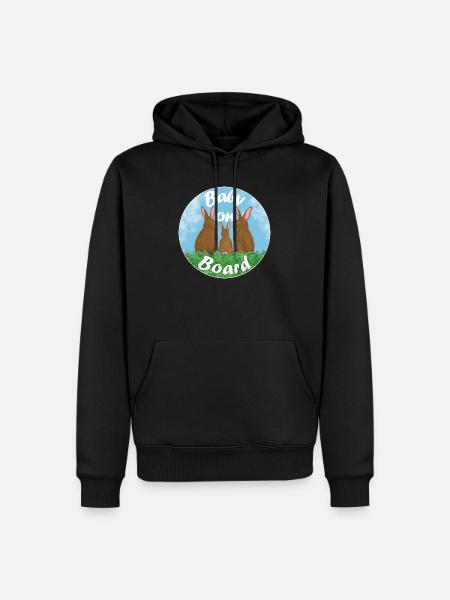 Baby on board - Hasenfamilie - Männer Premium Bio Hoodie - Schwarz
