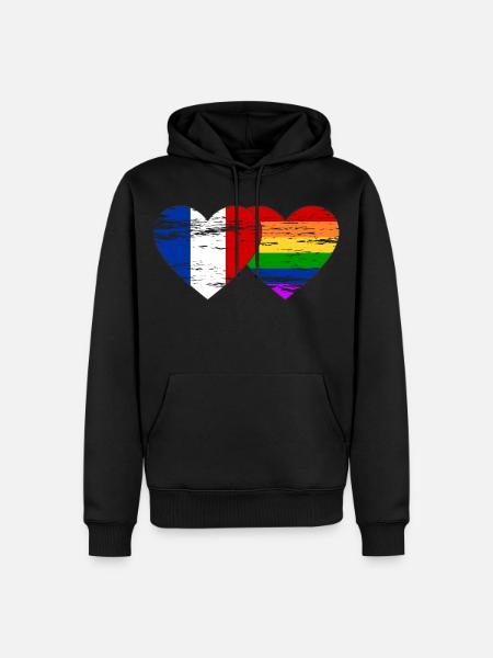 Frankreich Regenbogen Flagge used - Männer Premium Bio Hoodie - Schwarz