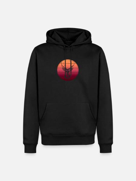 Hirsch - Männer Premium Bio Hoodie - Schwarz