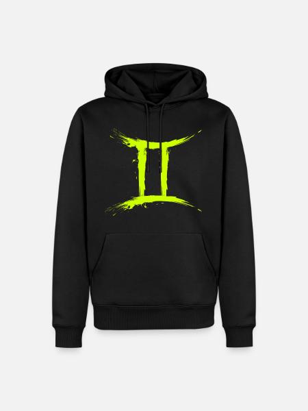Sternzeichen Zwillinge Gelb Gemini Symbol - Männer Premium Bio Hoodie - Schwarz