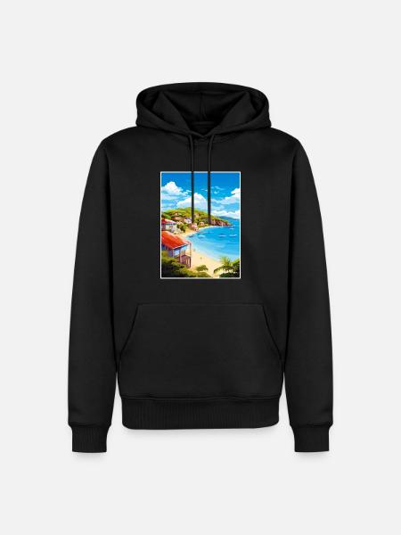 Antigua und Barbuda Karibik Reiseplakat - Männer Premium Bio Hoodie - Schwarz