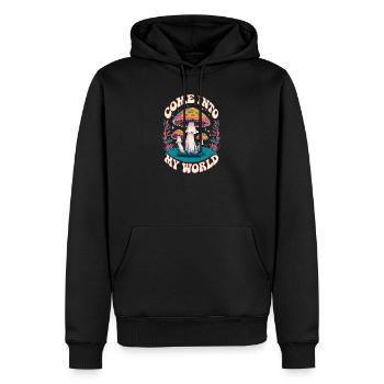 Come into my World - Männer Premium Bio Hoodie - Schwarz - Vorne - Nico (187cm)