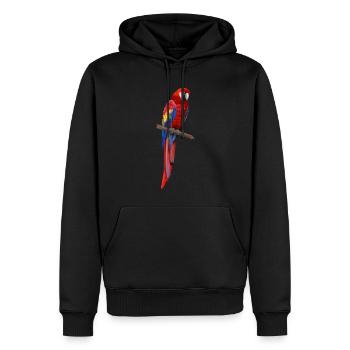 Hellroter Ara - Papagei Illustration für Vogelfans - Männer Premium Bio Hoodie - Schwarz - Vorne - Nico (187cm)