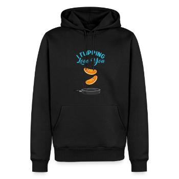 Herziger Pfannkuchen Liebesfrühstück - Männer Premium Bio Hoodie - Schwarz - Vorne - Nico (187cm)