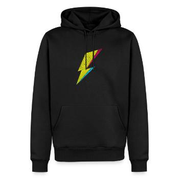 bolt of lightning 80s - Männer Premium Bio Hoodie - Schwarz - Vorne - Nico (187cm)