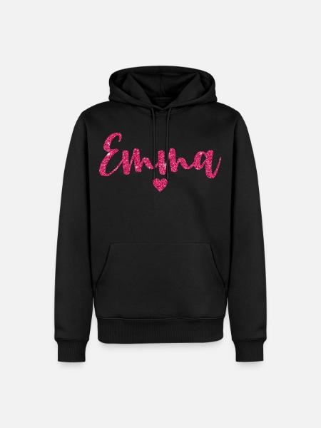 Emma Herz Pink - Männer Premium Bio Hoodie - Schwarz