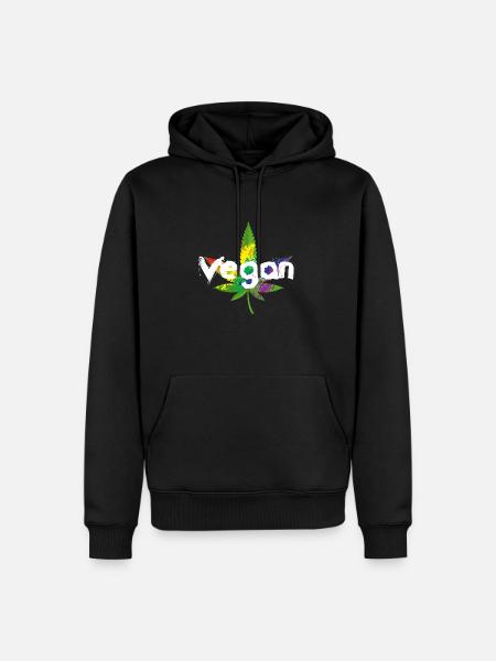 Cannabis Vegan - Männer Premium Bio Hoodie - Schwarz